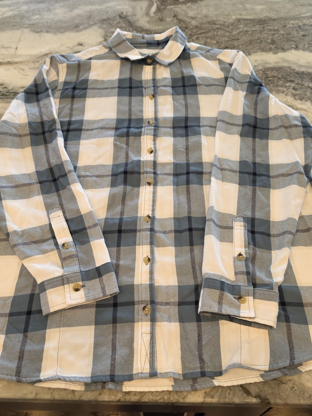 Jachs Blue and White Plaid Girlfriend Button-Down Shirt